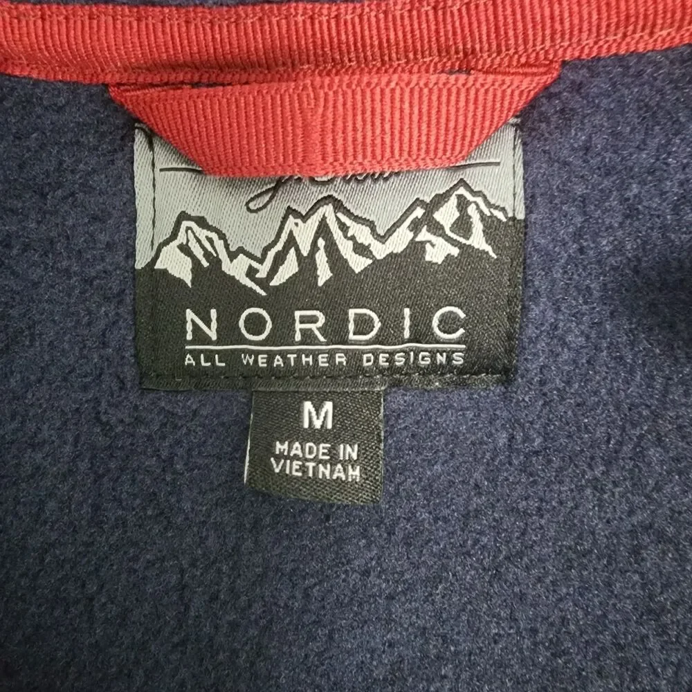 J. Crew Nordic Polartec Blue Red 1/4 Zip Men's Fleece Jacket Zip Size M